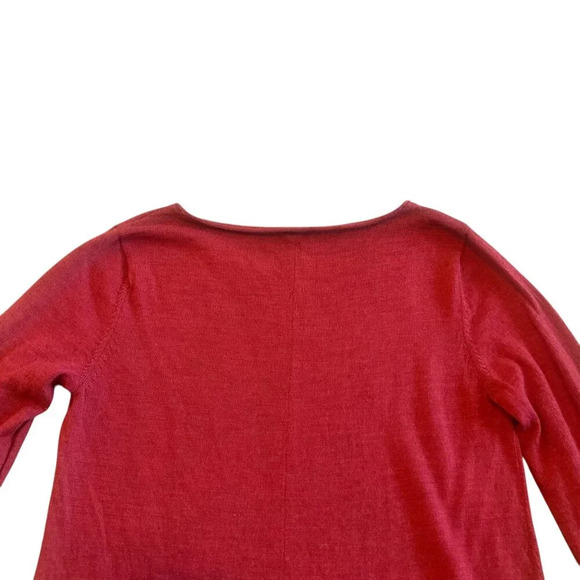Eileen Fisher Red Orange Pullover Sweater Long Length Merino Wool Size XS Womens - Picture 8 of 11